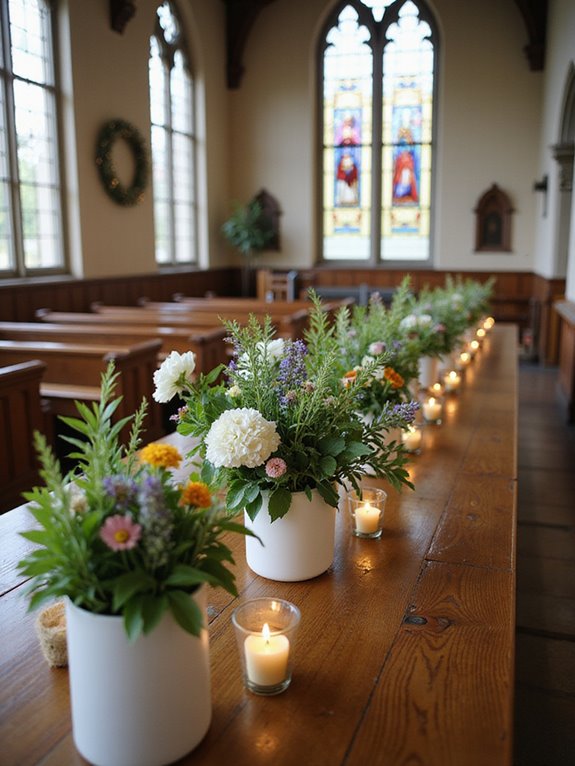 fresh herb wedding centerpieces