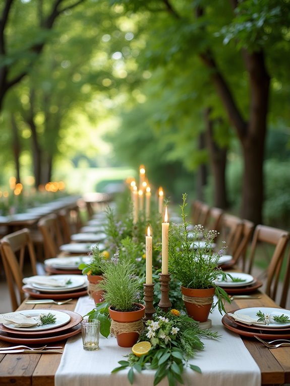 herb infused outdoor table decor
