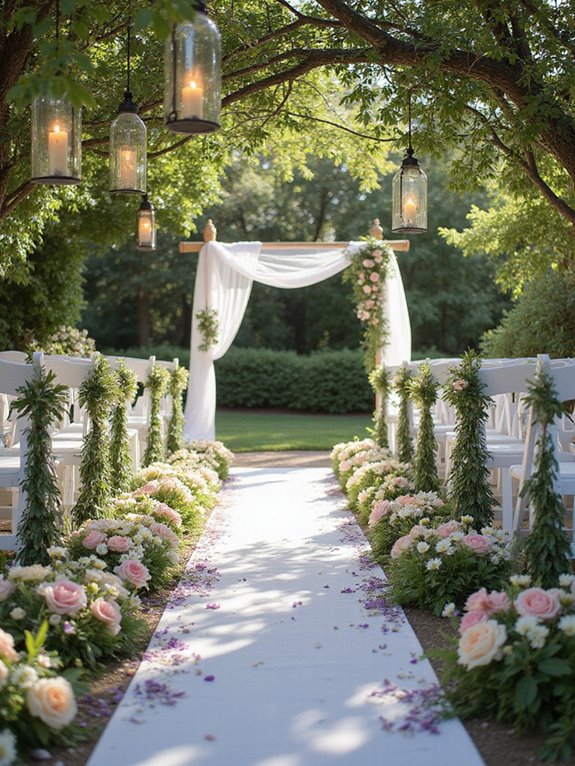 lush floral ceremony aisle