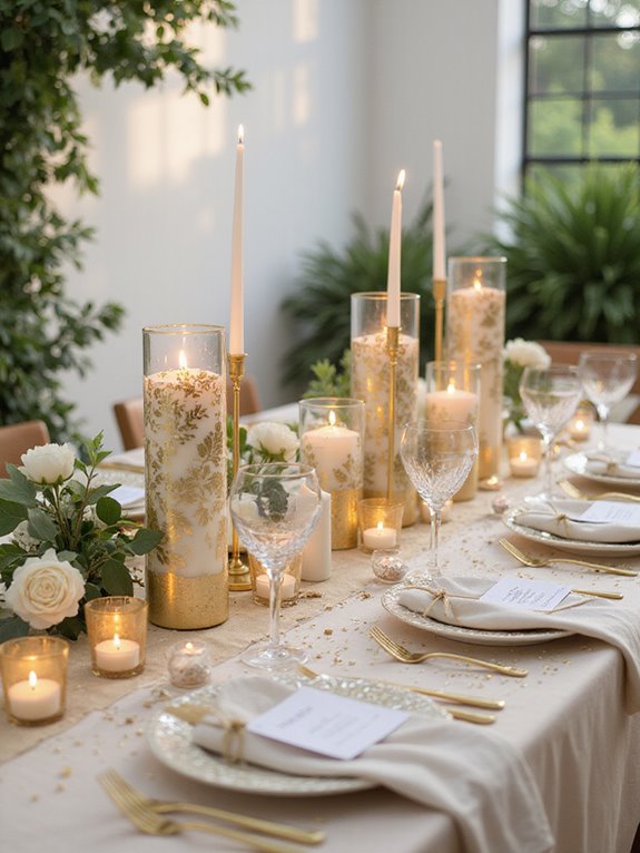 luxe gold wedding candle accents