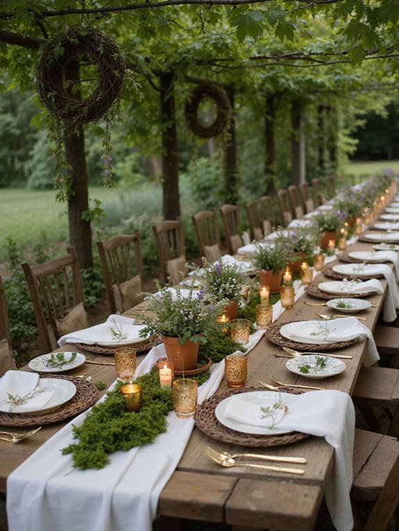 moss and grapevine centerpieces