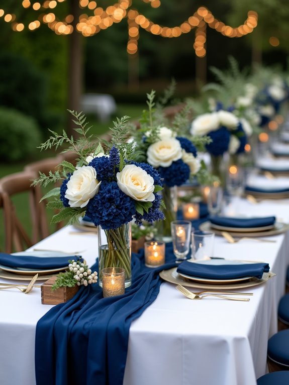navy geometric candle arrangements