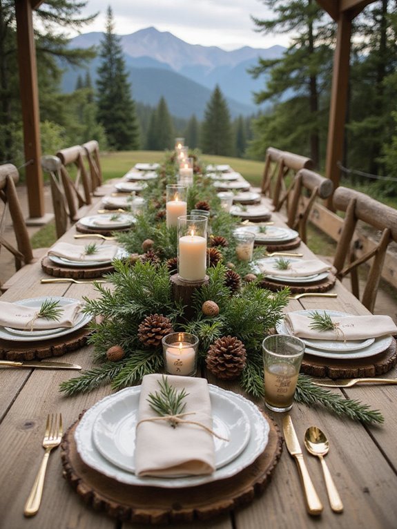 pinecone evergreen wedding decor