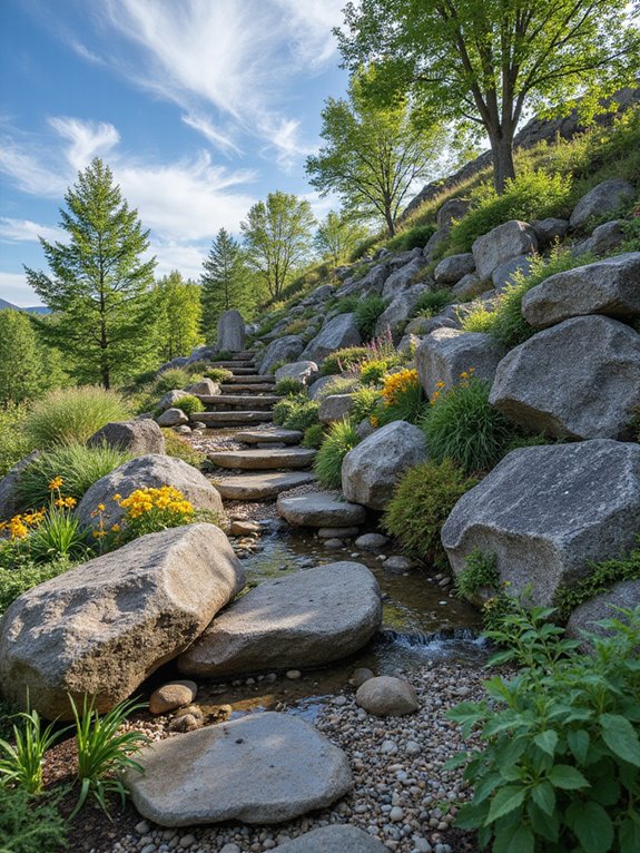 rock landscape drainage enhancement