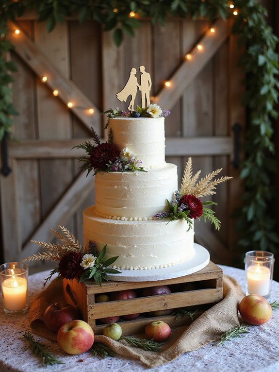 rustic barn themed wedding cake