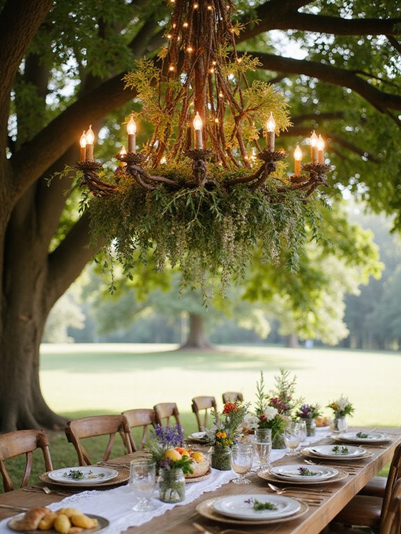 rustic branch chandelier centerpiece