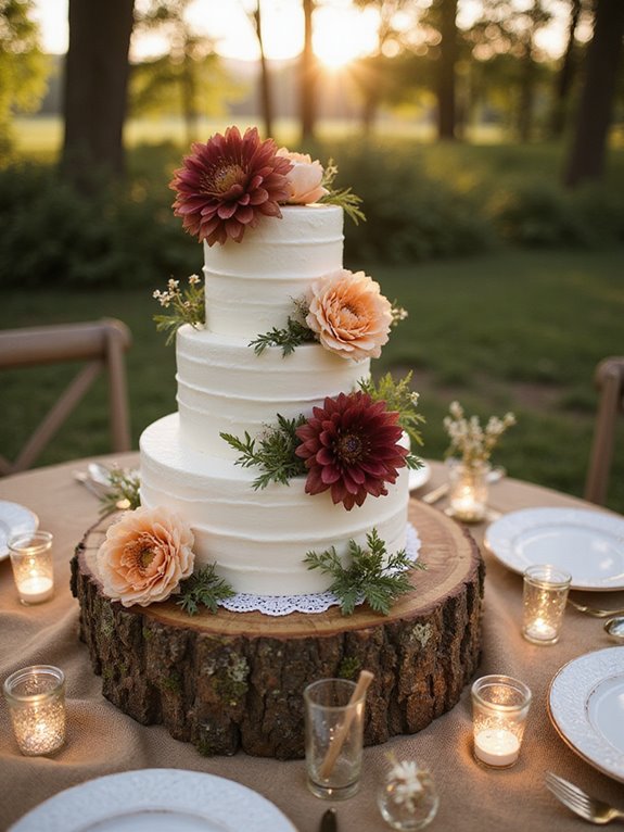 rustic cake stand display