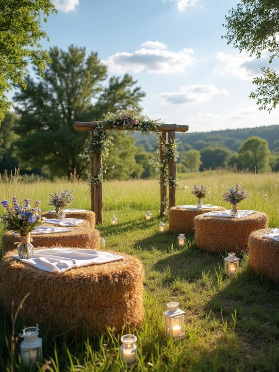 rustic cozy hay bale seating