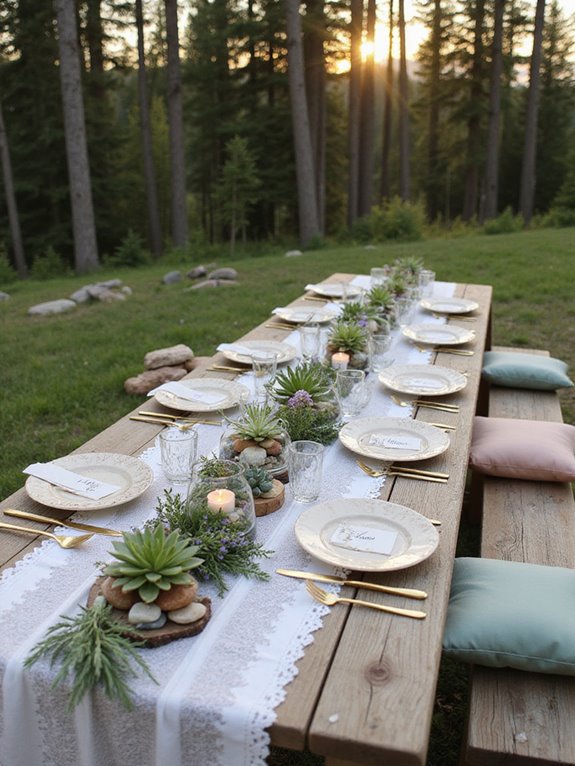 succulents and stone decorations
