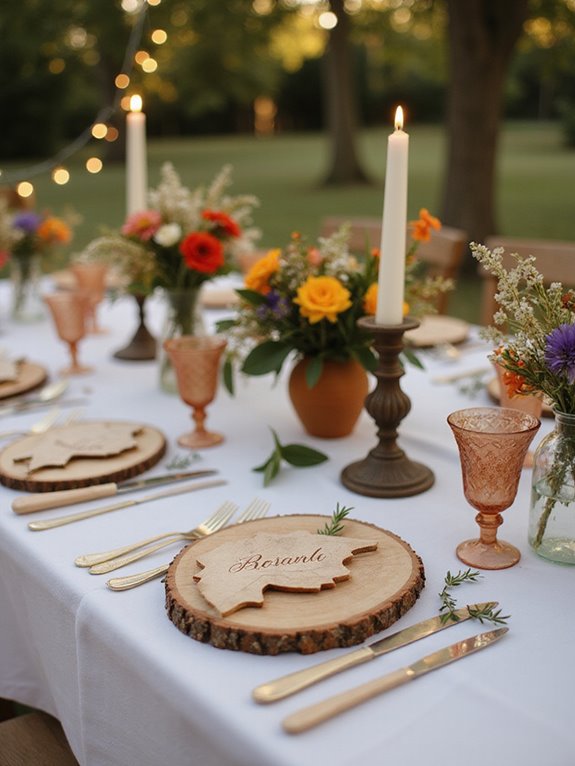 themed personalized wedding place cards