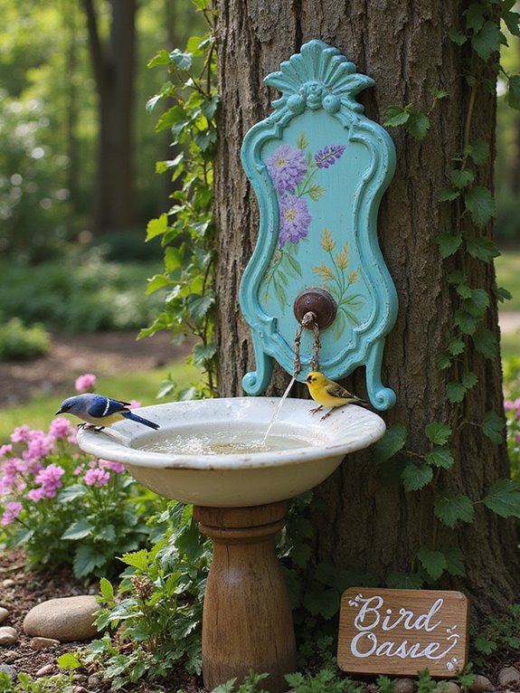 upcycled sconce bird bath