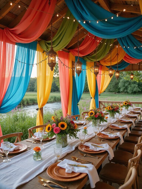 vibrant colorful fabric drapery