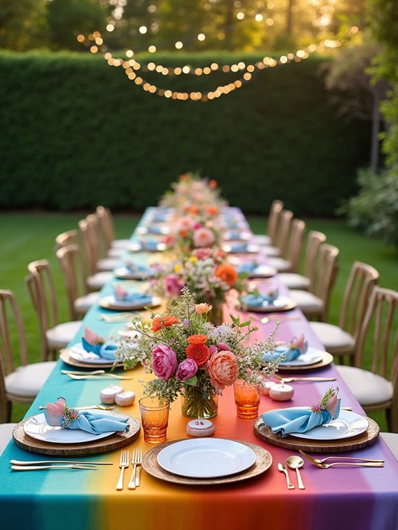 vibrant colorful table linens