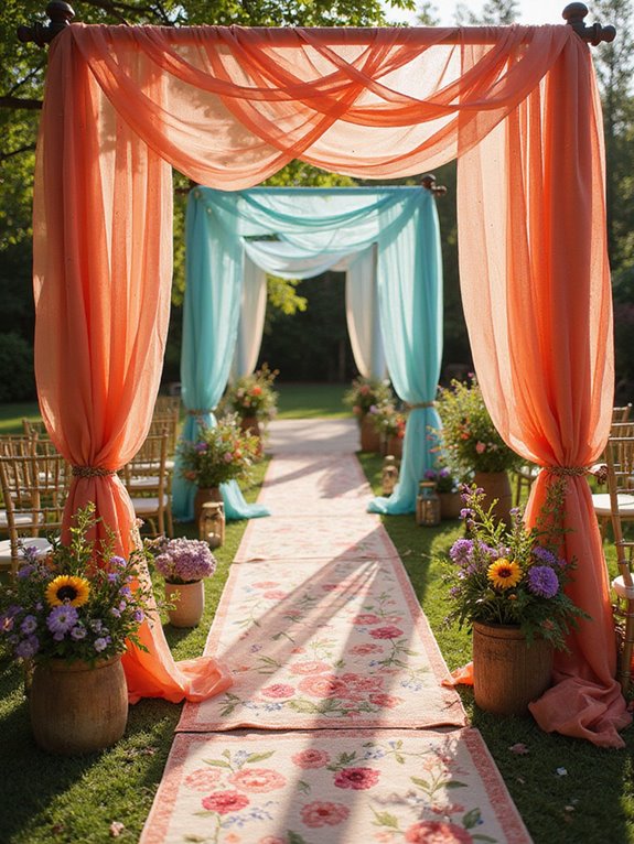 vibrant fabric draping colors