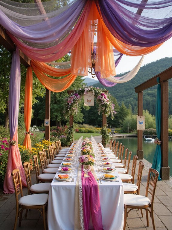 vibrant fabric wedding decor