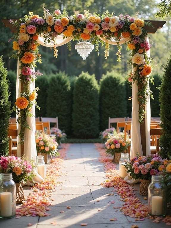 vibrant floral aisle decor