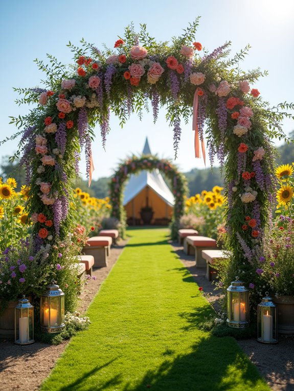 vibrant floral wedding arches