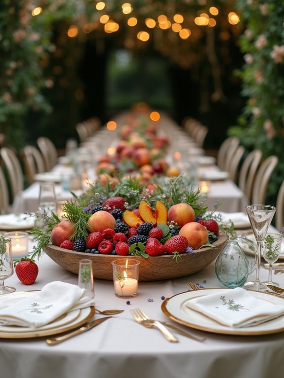 vibrant fruit and herb centerpieces