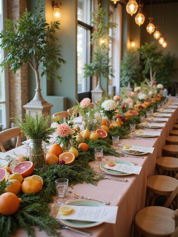 vibrant fruit themed centerpieces