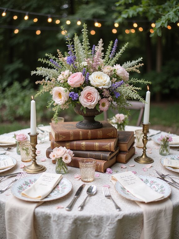 vintage books and flowers