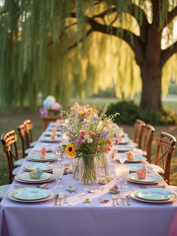 whimsical colorful table settings