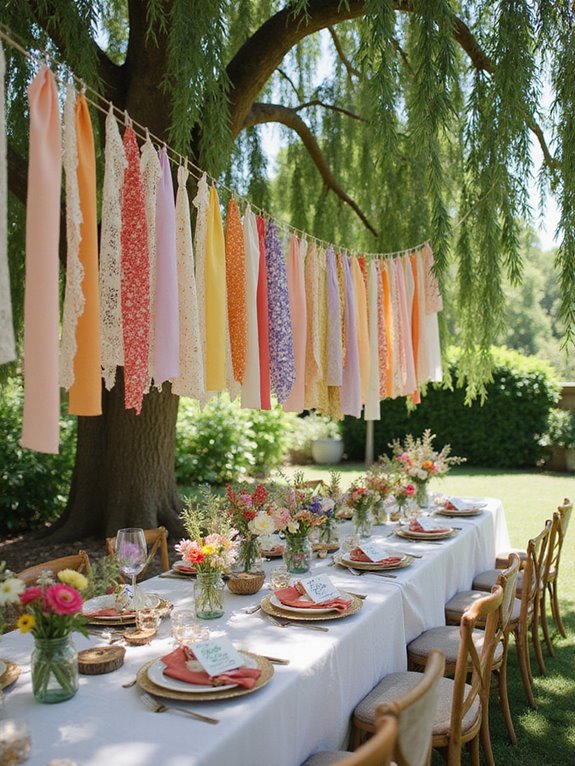 whimsical fabric garlands enhance decor