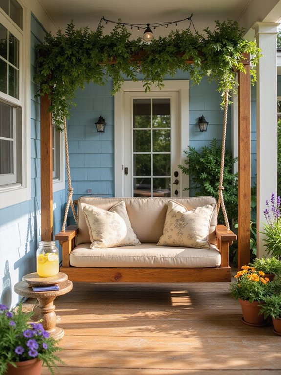 cozy porch swing installation