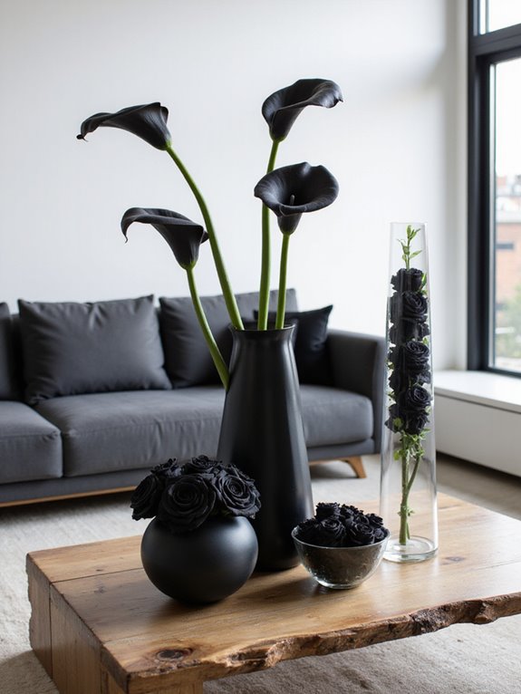 monochromatic floral vase arrangement