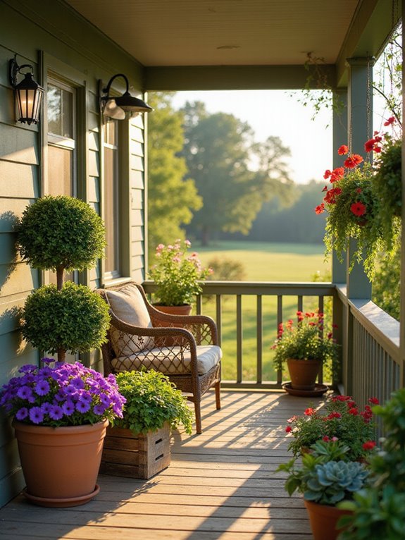 potted plants enhance porch beauty
