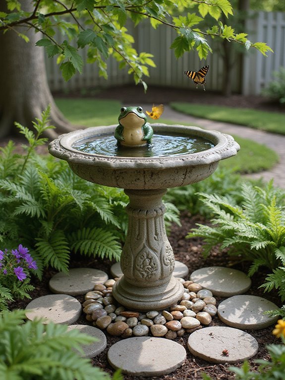 repurpose birdbath into fountain