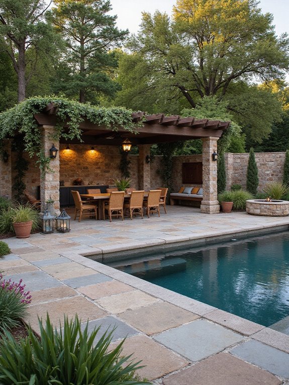 rustic natural stone decking