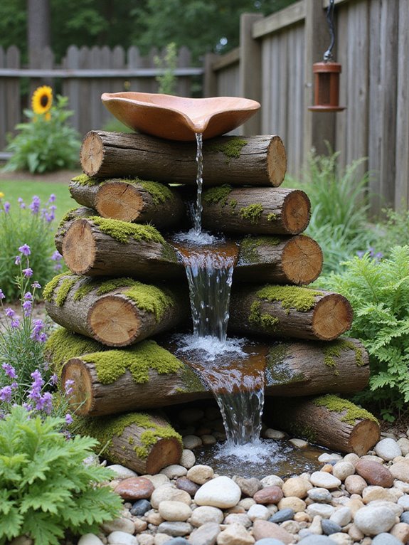 rustic wooden waterfall project