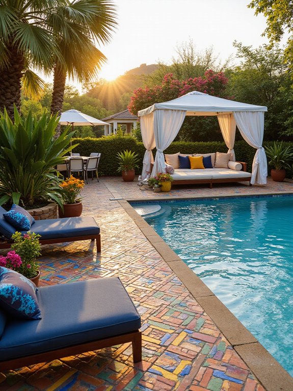 vibrant tile accents enhance