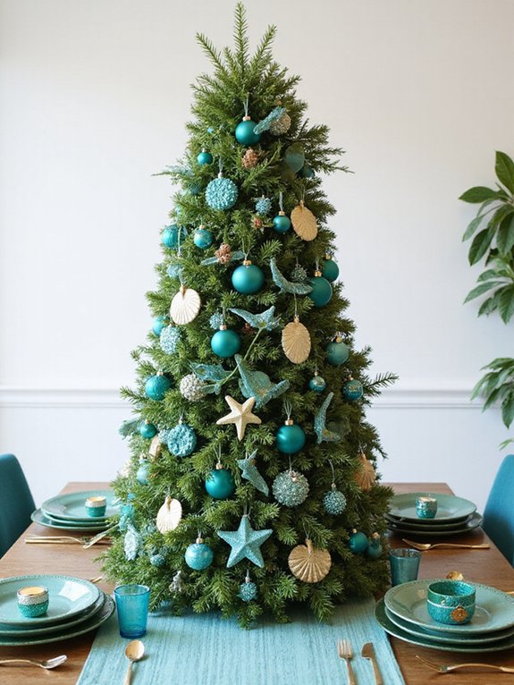 aqua and green centerpieces