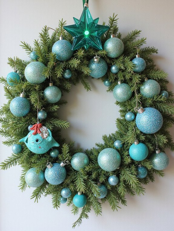 aqua and green wreaths