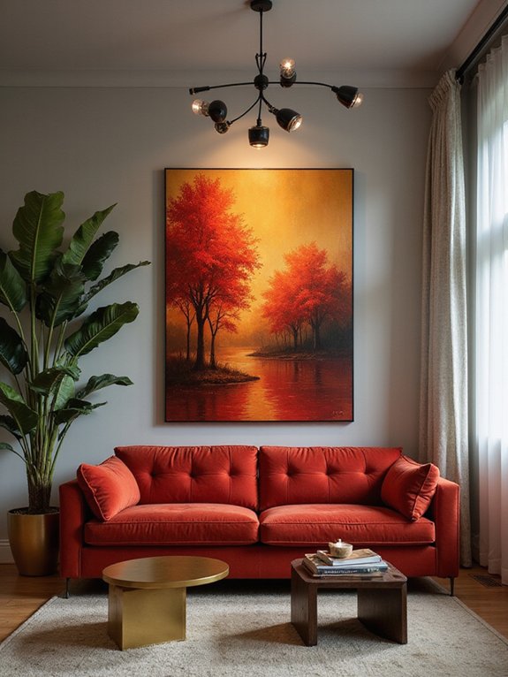 artistic red sofa decor