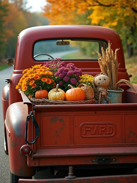 autumn vintage truck planter