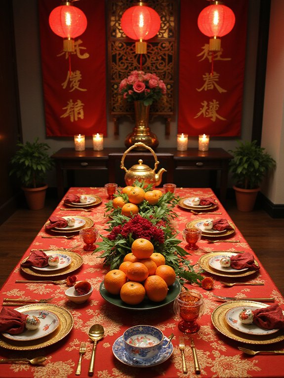 bold red and gold decorations