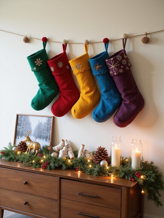 colorful stockings festive display