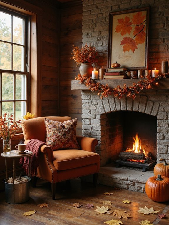 cozy fall fireplace nook