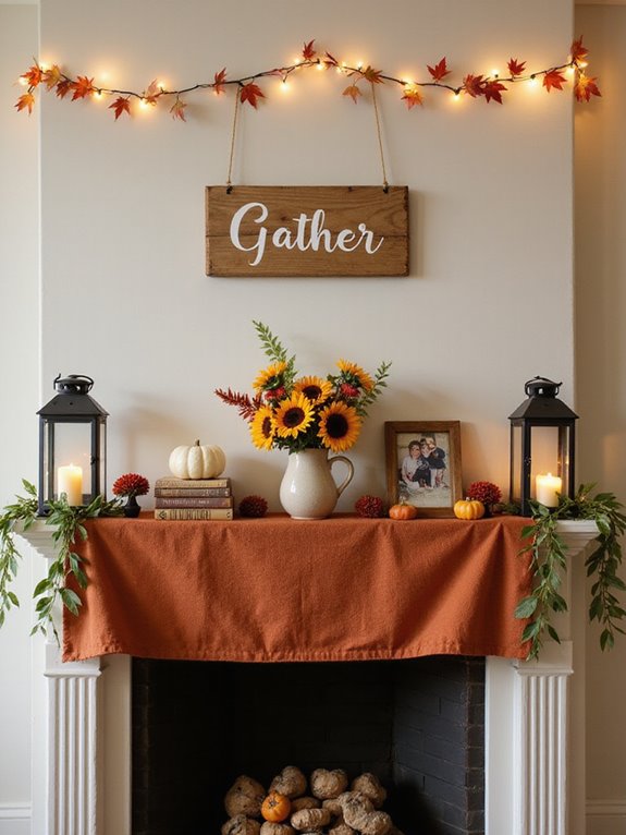 cozy fall mantel transformation