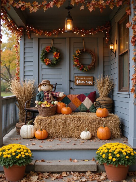 cozy fall porch decor