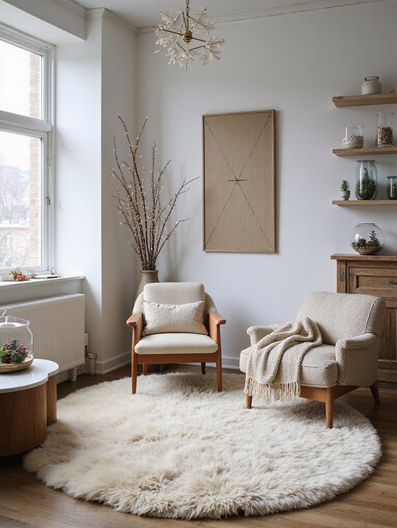 cozy nook with faux fur