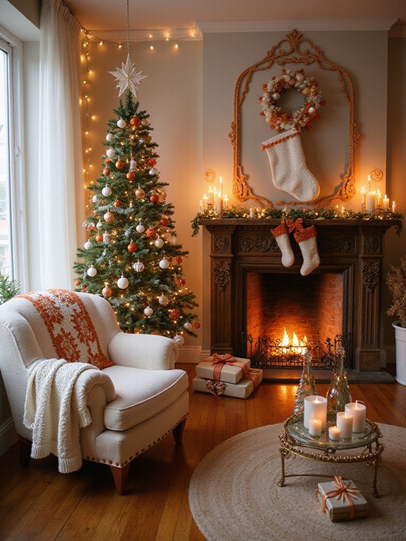 cozy orange winter lounge decor