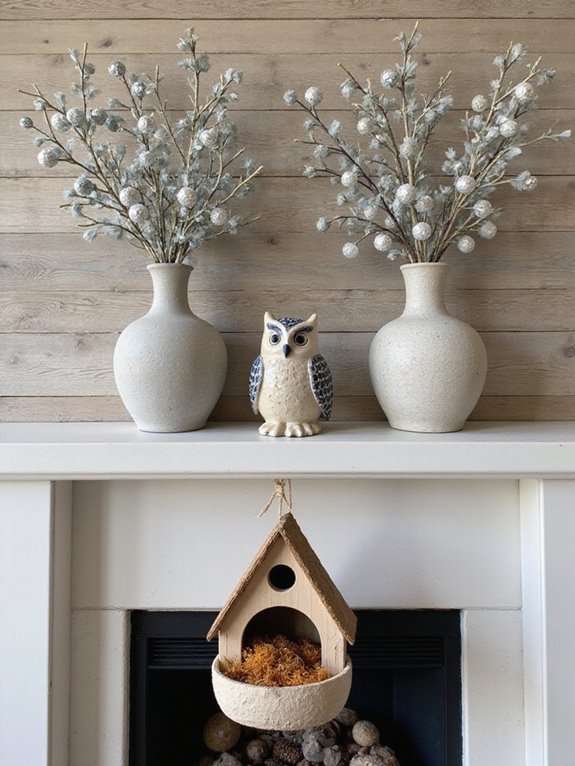 cozy winter mantel styling