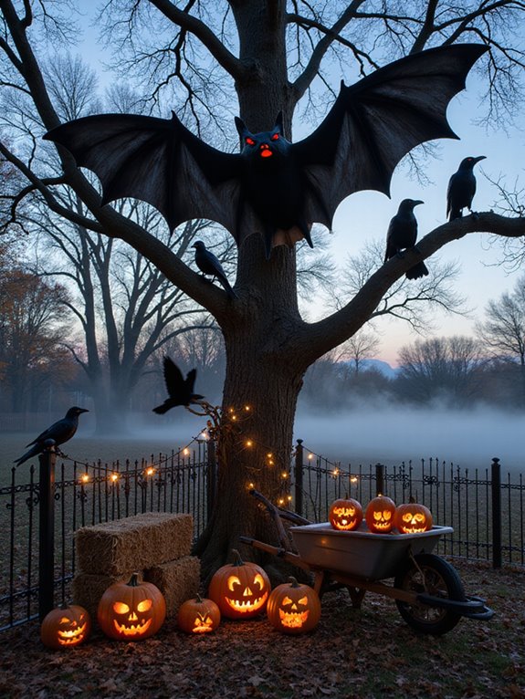 creepy decor with bats