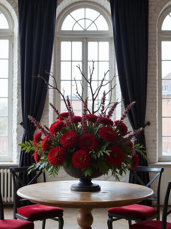 dazzling dark red dahlias