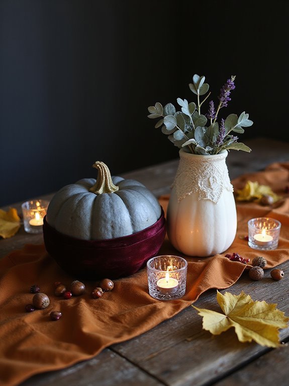 elegant pumpkin fabric accents
