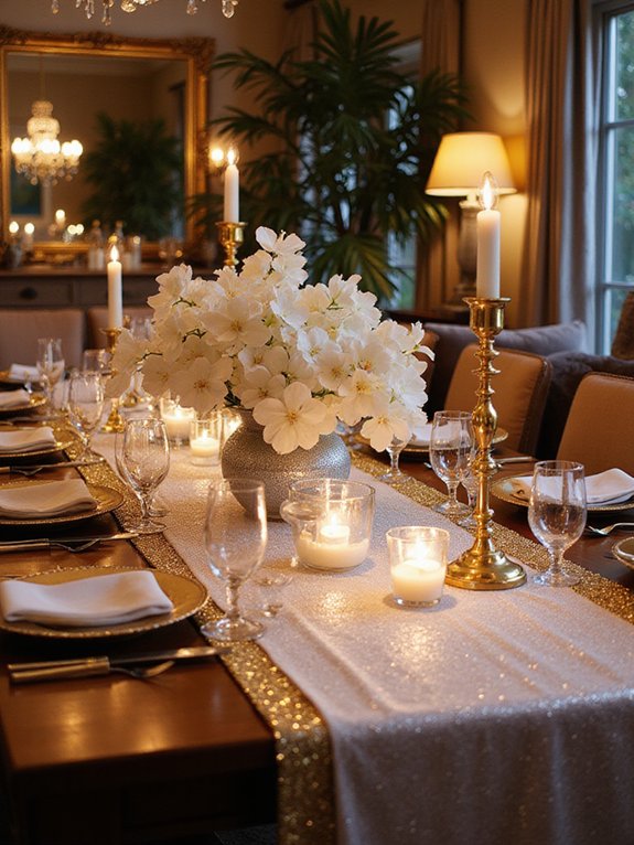 elegant purple sequin table
