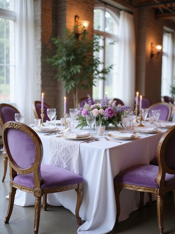 elegant purple table linens